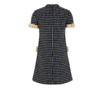 Women's Embroidered Tweed Dress Black Virgin Wool Cotton