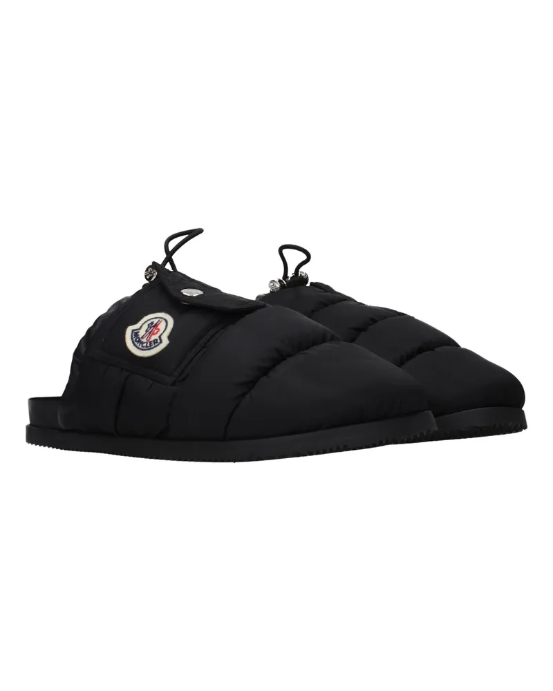 Moncler Women's Black Fabric Slippers Black
