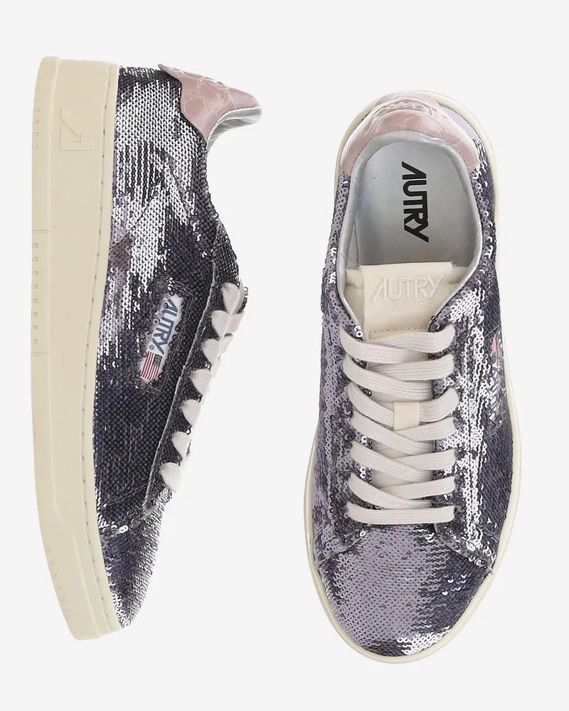 AUTRY Women's Dallas Low Sparkling Sneakers Purple Polyester; Nylon; Leather Trainers Purple