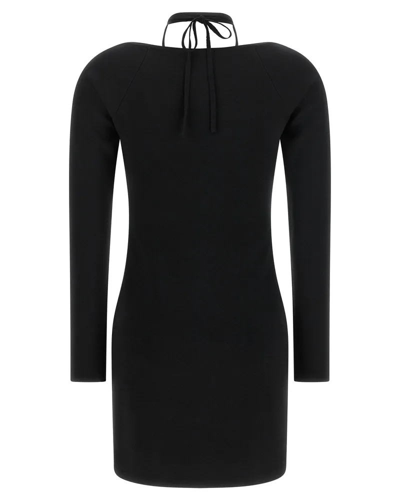Elisabetta Franchi Gold-Zip Knit Dress — Black Black