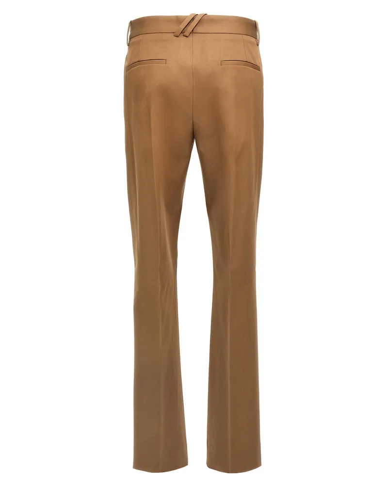 Burberry Straight-Leg Cotton Trousers — Tan Tan