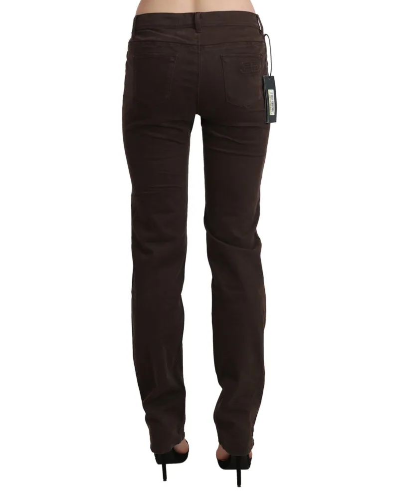 Ermanno Scervino Women's Brown Mid Waist Skinny Slim Trouser Cotton Jeans Brown