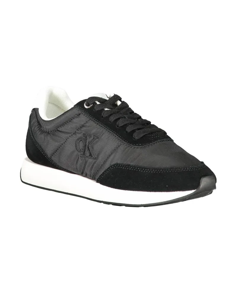 Calvin Klein Mixed-Material Low-Top Sneaker — Black Black