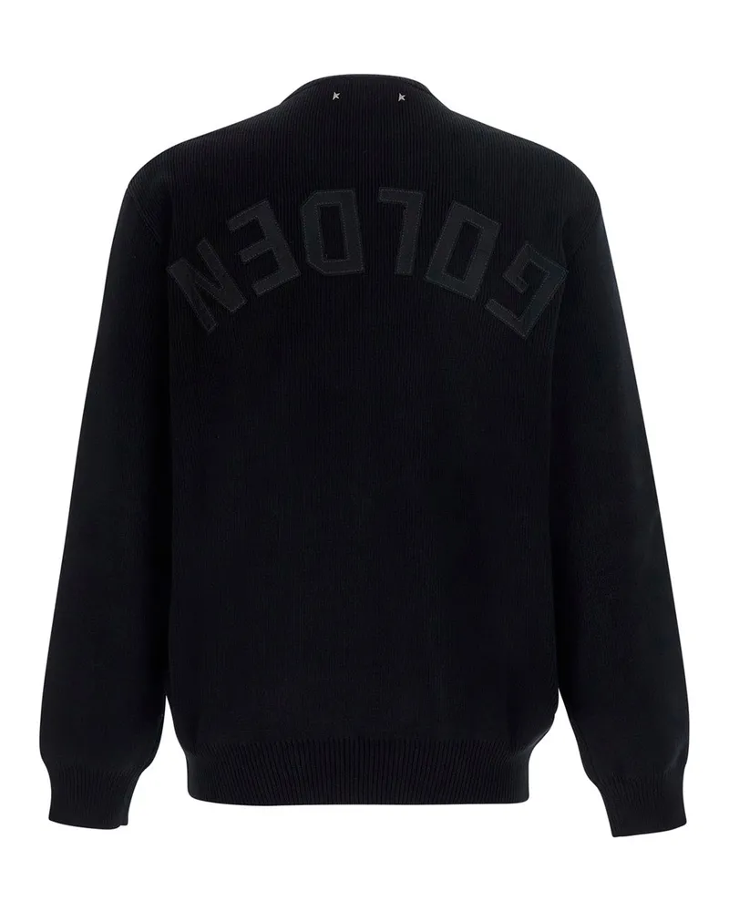 Golden Goose Cotton-Blend Crew Neck Long-Sleeve T-Shirt — Black 