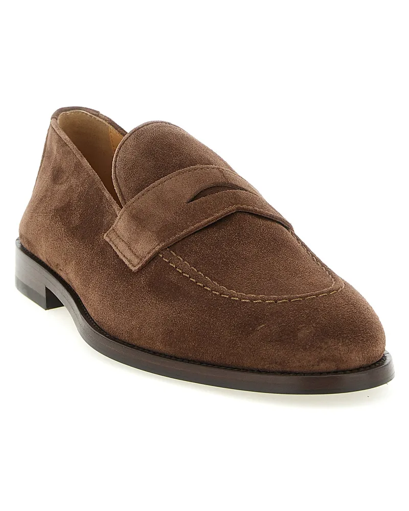 Brunello Cucinelli Suede Penny Loafer Loafer — Brown Brown
