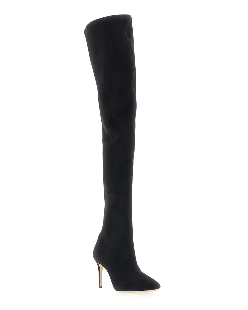 Casadei Women's Boots Julia Black Suede Stretch Black