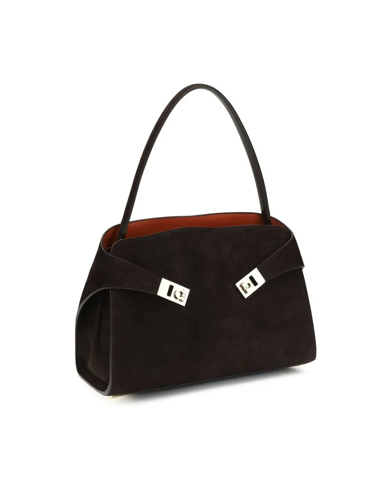 Ferragamo Women's Brown Calf Leather Bos Taurus Shoulder Bag Brown