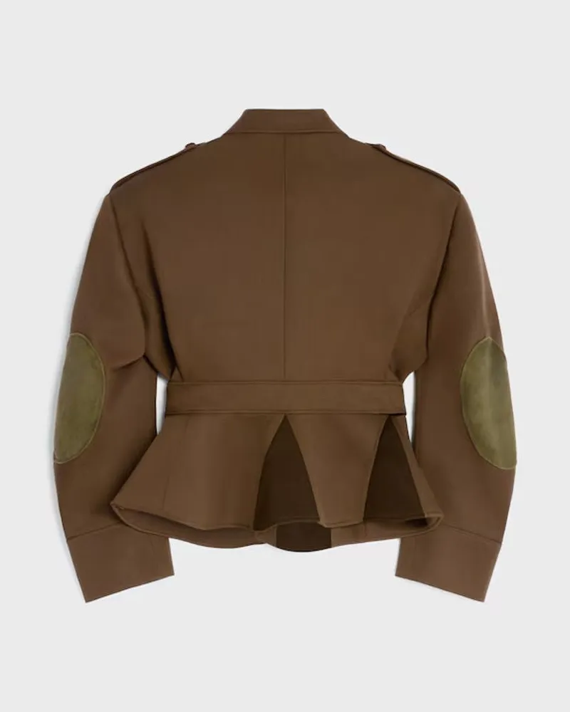 Celine Belted Wool-Blend Jacket — Brown Brown