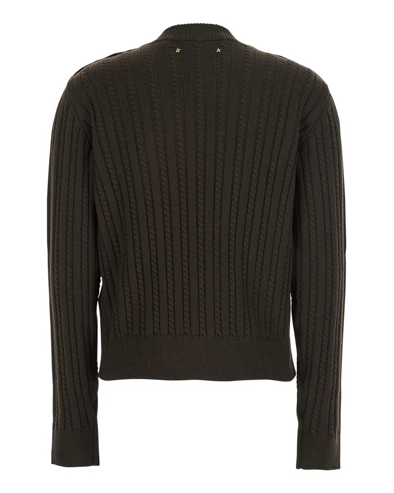 Golden Goose Cable-Knit Crewneck Sweater — Brown Brown