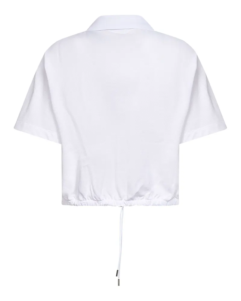 Moncler Women's Cropped Polo Shirt White Cotton Tops White