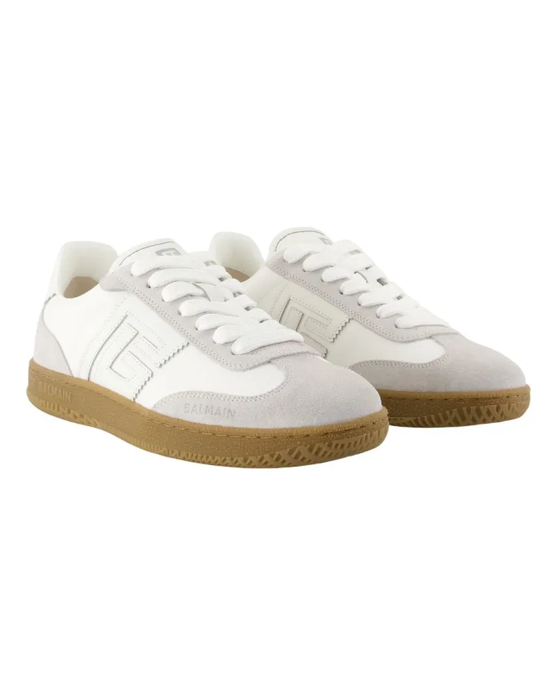Balmain Women's Swan Sneakers -  Leather White Calfskin Shoes White