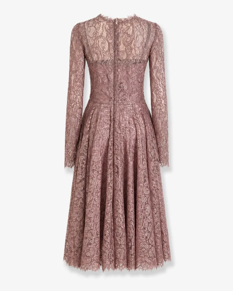 Dolce & Gabbana Women's Lace Dress Pink Cotton Pink