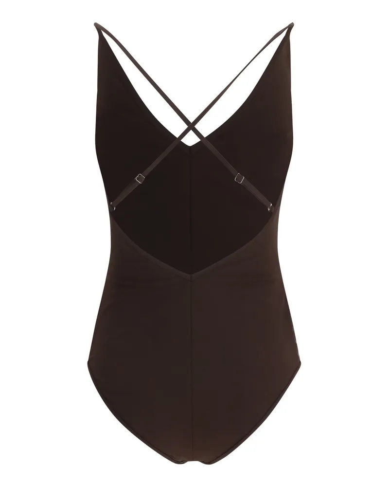 Brunello Cucinelli Women's Shimmering Striped One-Piece Swimsuit Cacao Nylon; Elastane Swimwear Sea Clothing Brown