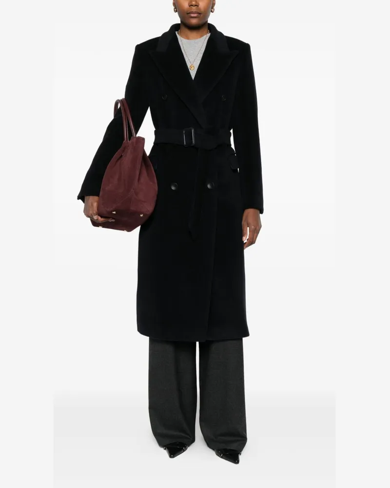 Tagliatore Wool Double-Breasted Coat — Black Black