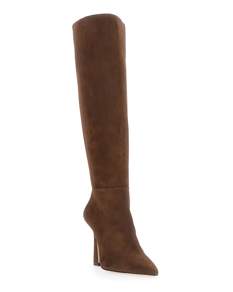 Stuart Weitzman Women's Boots Vinnie Zip 100 Brown Leather Brown