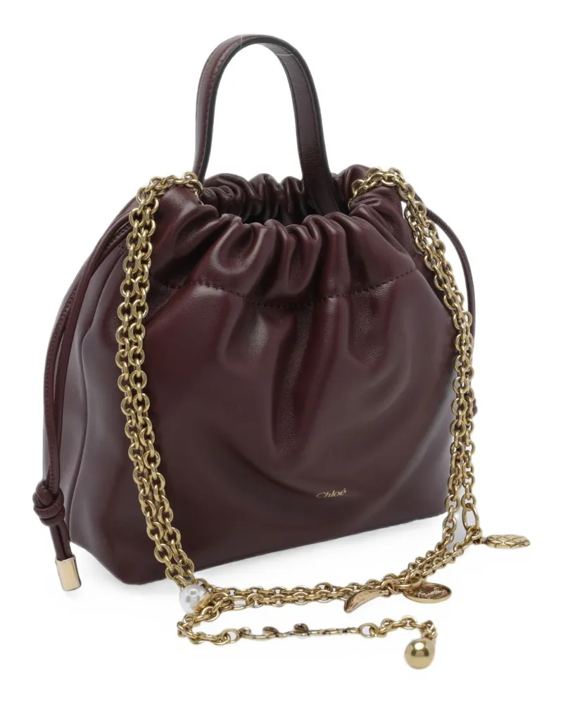 Chloé Quilted Leather Bucket Bag — Burgundy Burgundy