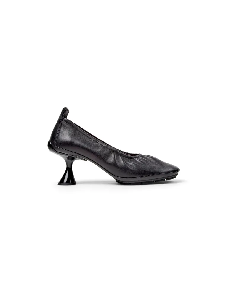 Camper Sculptural Heel Leather Pump Heel — Black Black