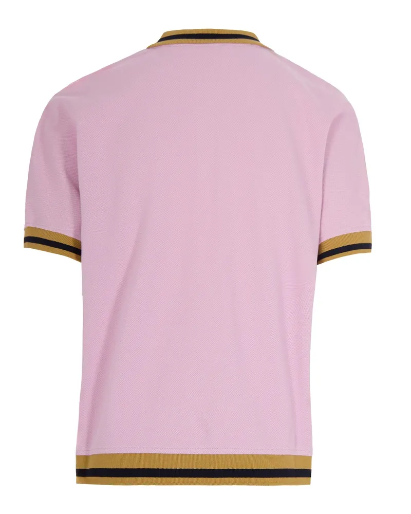 Marni Women's Polo Shirt Quartz With Coloured Trim Cotton Knit Tops Pink