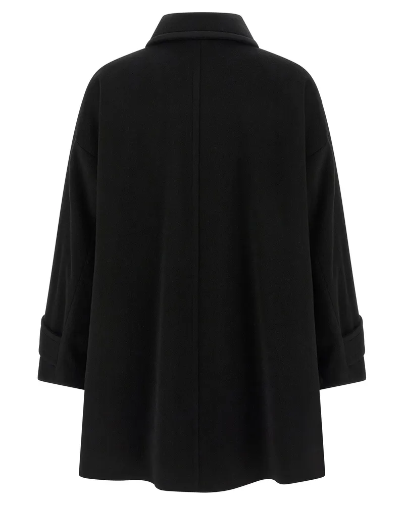 Alberto Biani Double-Breasted Wool Coat — Black Black