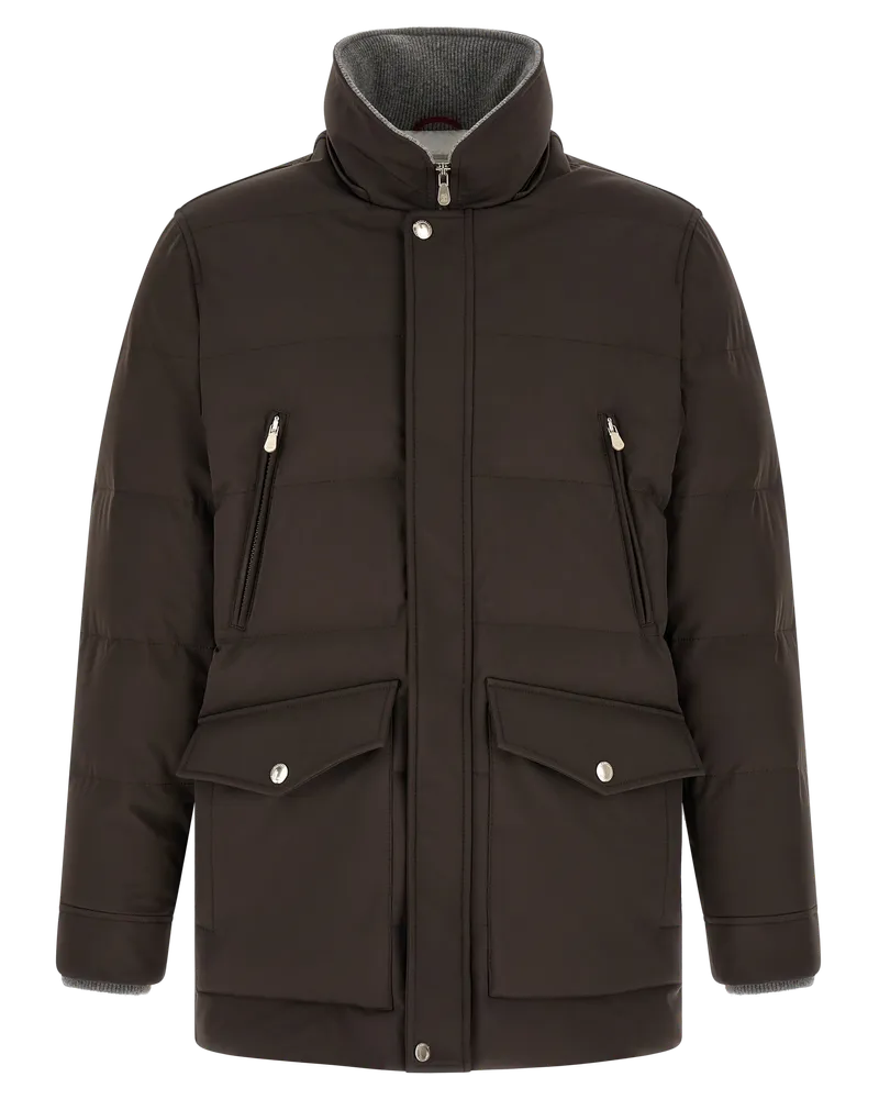 Brunello Cucinelli Men's Brown Polyamide Parka Clothing Brown