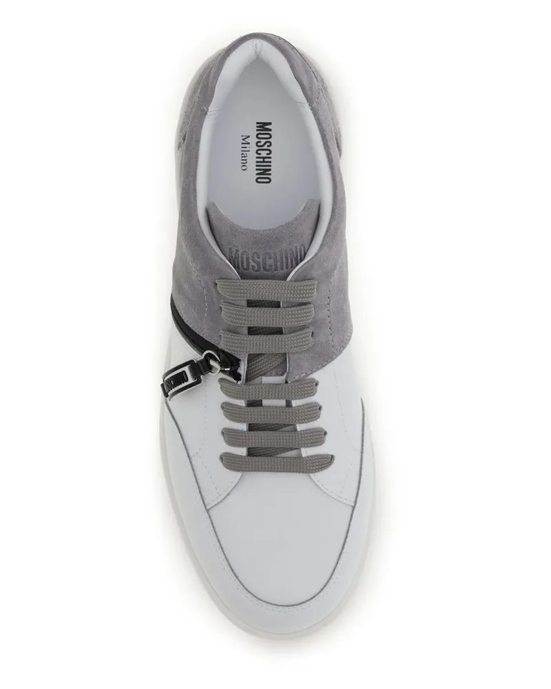 Moschino Men's Leather Sneakers Grey-White-Black Trainers Grey/white/black Multicolor