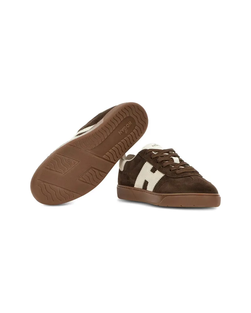 Hogan Suede Colorblock Sneakers — Brown Brown