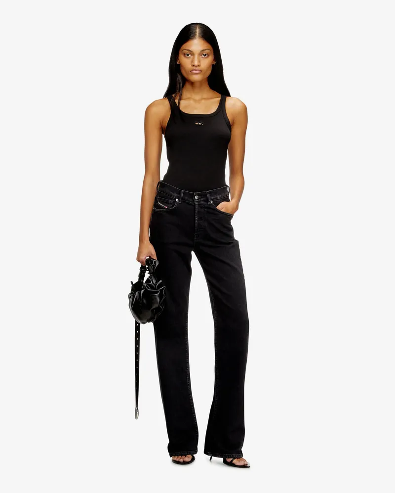 Diesel Women Tank Top T-Wife-Od Ribbed Cotton Black T-Shirts & Jerseys Black