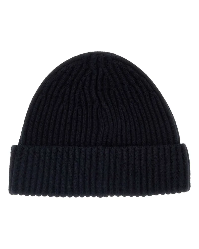 Stone Island Men's Midnight Blue Wool Beanie Hat Exterior: Virgin Cuffie Navy