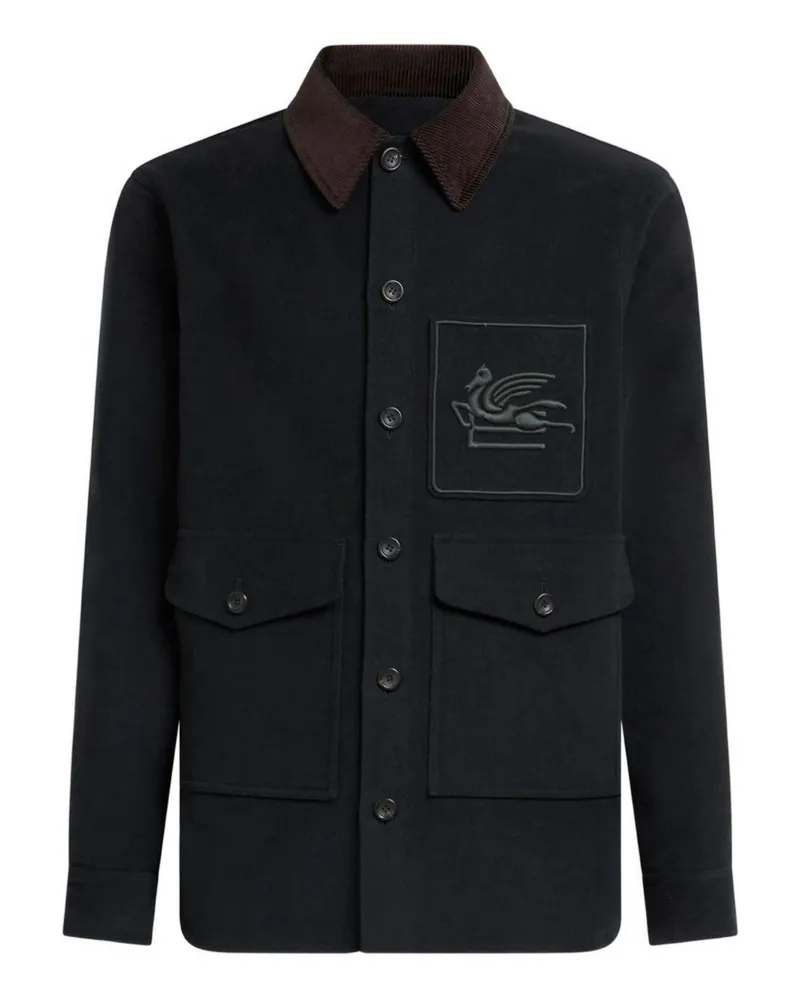 Etro Men's Green Corduroy-Collar Jacket Cotton Green