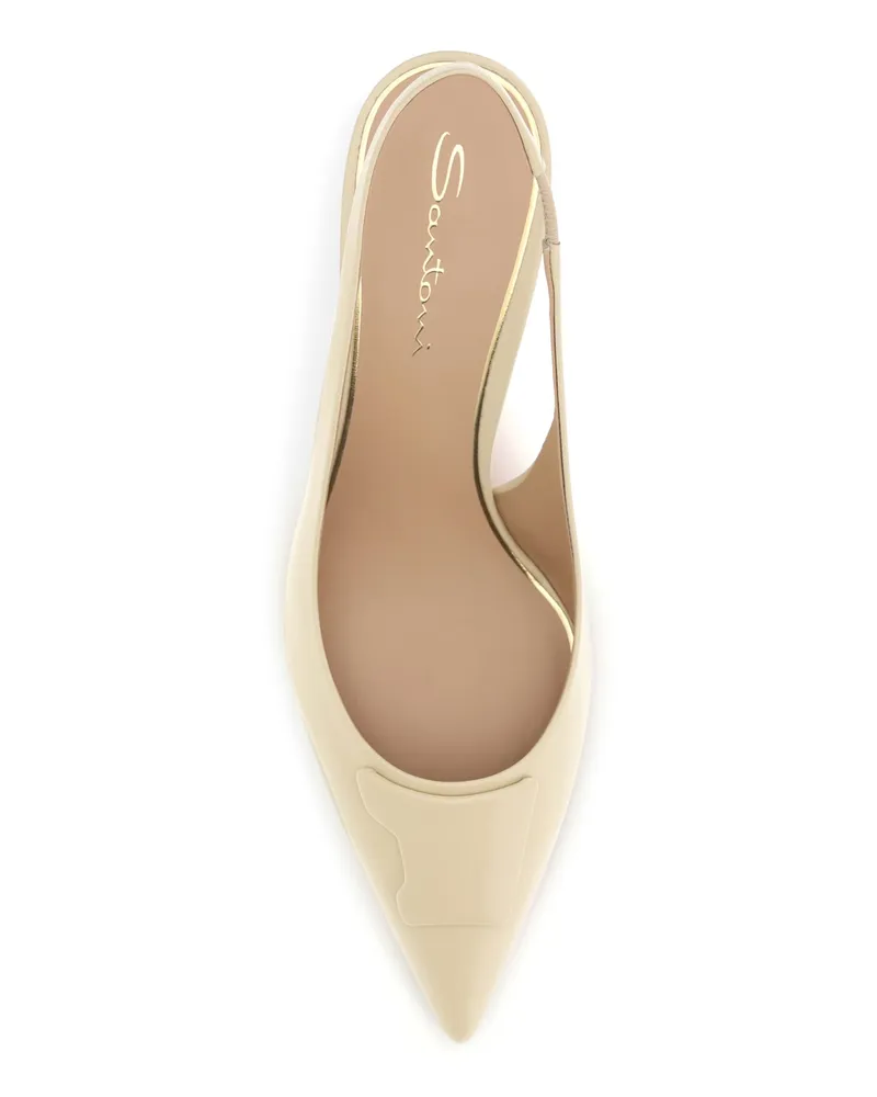 Santoni Women's Pumps Taylor Light Brown Calf Leather High Heel Shoes Beige