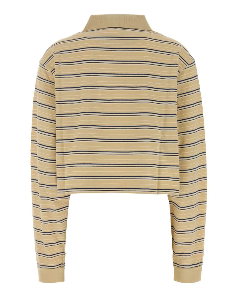 Prada Women's Striped Piqué Polo Shirt Beige Cotton Beige