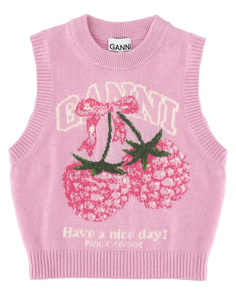 Ganni Wool-Blend Gilet — Pink Pink