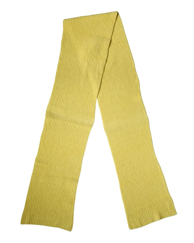 Dolce & Gabbana Yellow Cotton Knitted Neck Foulard 270cm X 31cm Men Scarf Nylon Yellow