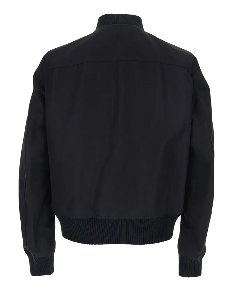 Rick Owens Men's Bomber Jacket Heizer Flight Black Cotton Blend Coat Black
