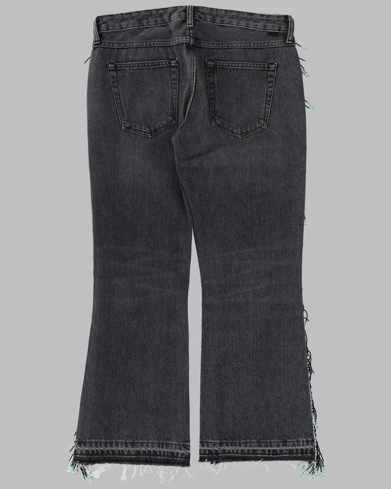 Alanui Pearl Fringe Jeans — Gray Gray