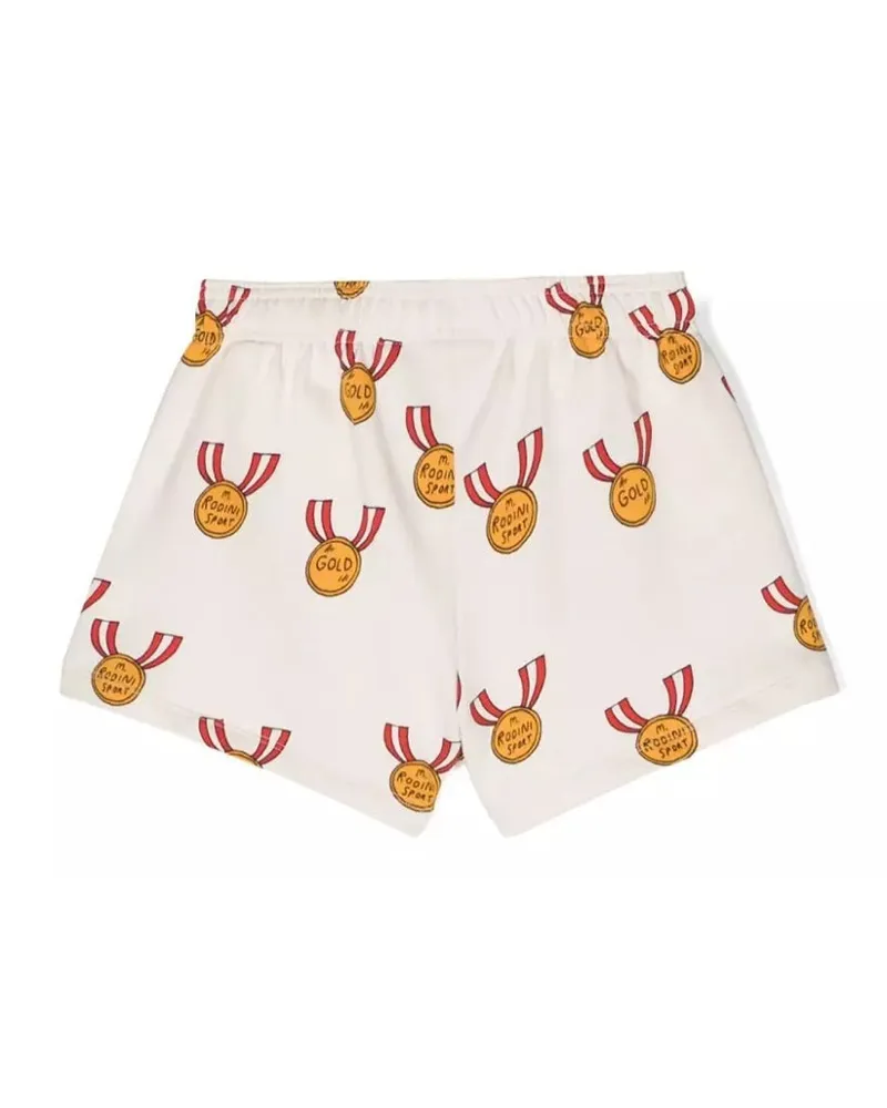 Mini Rodini Organic Cotton Medals AOP Jogger Shorts — Gray Gray