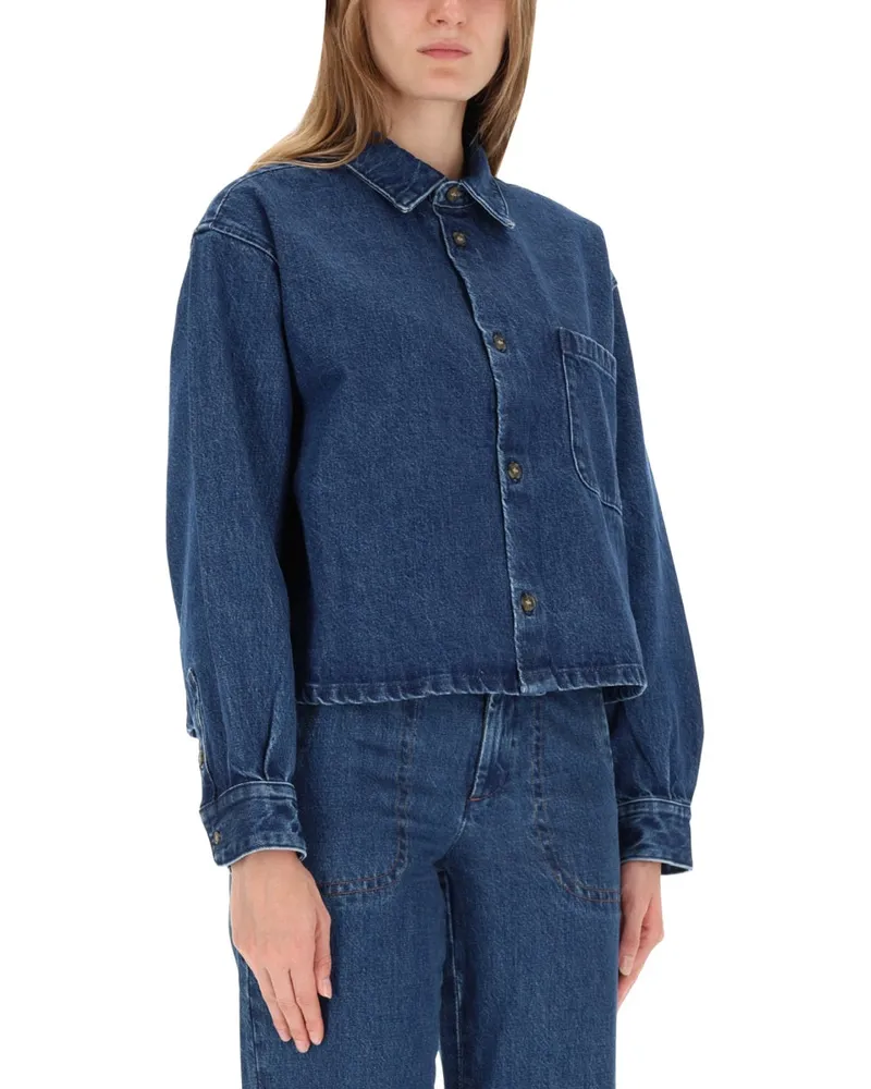 A.P.C. Organic Cotton Jacket Shirt — Blue Blue