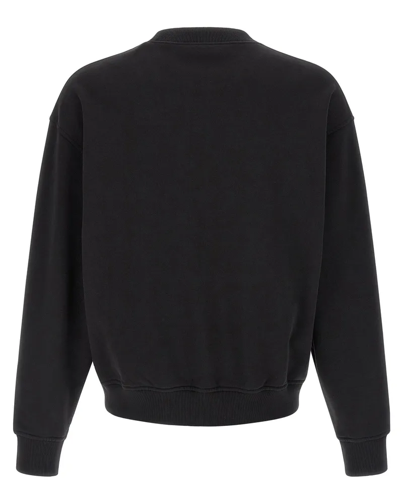 Palm Angels Neck Logo Brushed Cotton Sweatshirt — Black Black