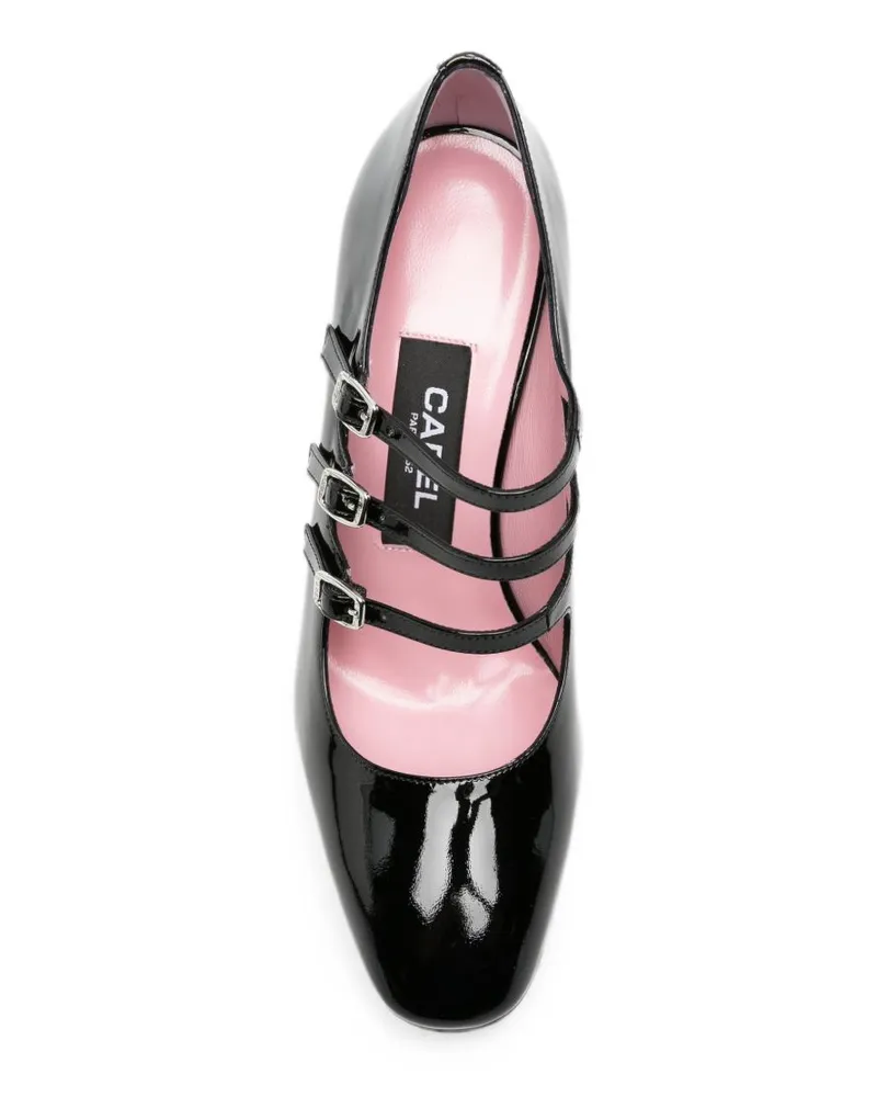 Carel Patent Leather Triple-Strap Pump — Black Black