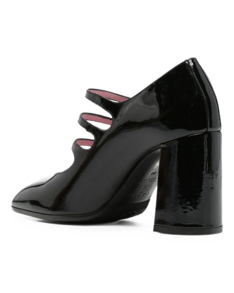 Carel Patent Leather Triple-Strap Pump — Black Black