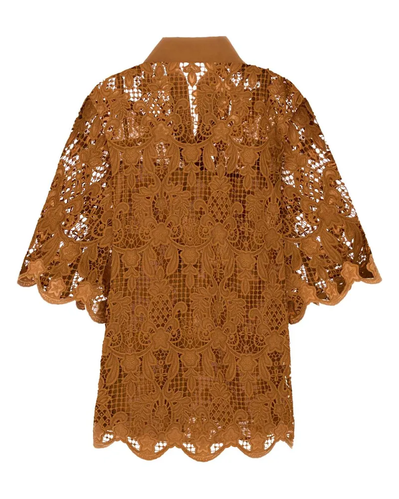 Zimmermann Women's Orange Lace Coco Top Biscuit Maglie Sweater Beige
