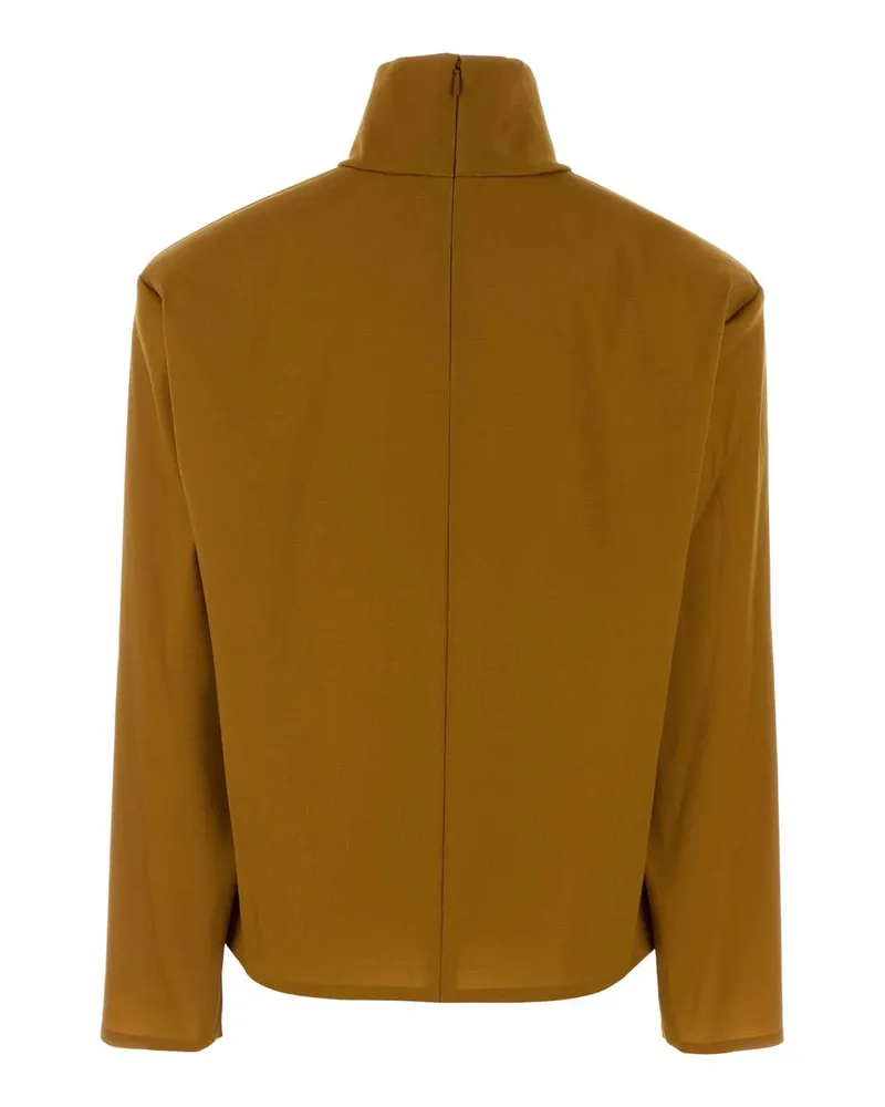 Saint Laurent Women's Silk Blend Turtleneck Orange Nylon Elastane T-shirts Orange