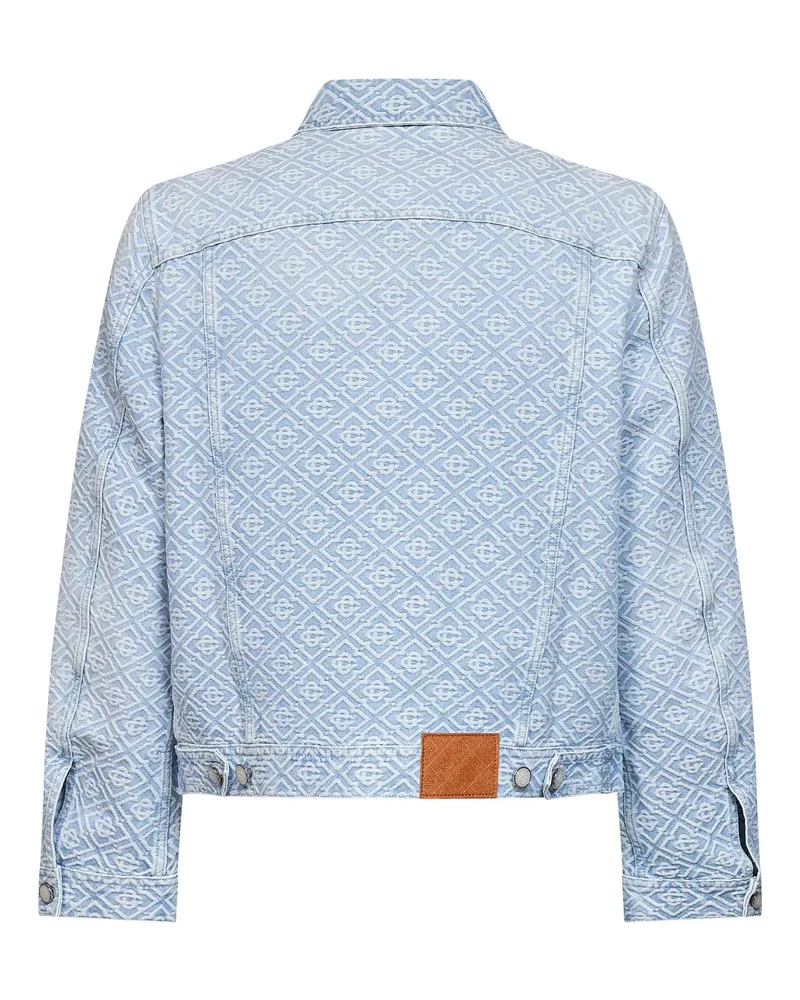 Casablanca Paris Men's Bomber Jacket Light Blue Denim Cotton Blue