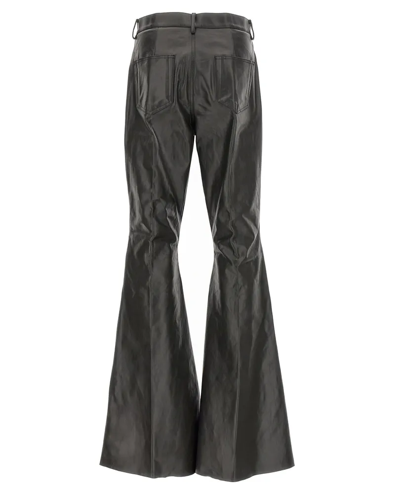 Rick Owens Men's Black Calfskin Flared Pants Black