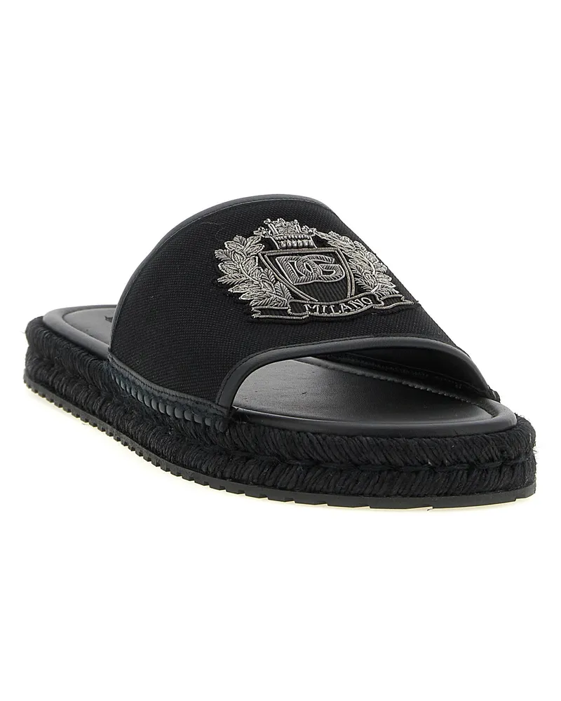 Dolce & Gabbana Men's Black Cotton Slides Shoe Black