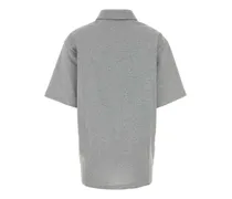 Cotton Blend Oversize Polo Shirt — Gray