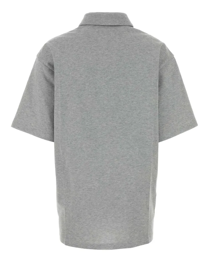 Miu Miu Women's Grey Cotton Blend Oversize Polo Shirt Marmo Exterior: Polyester Gray