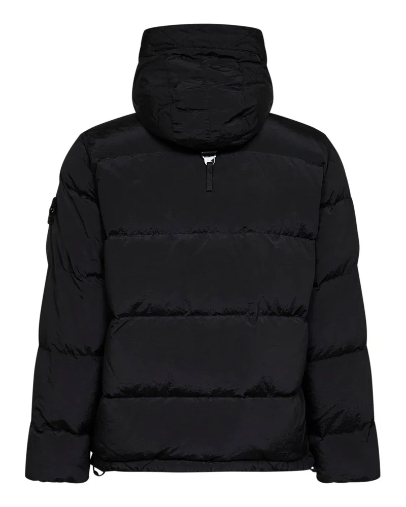 Stone Island Men's Hooded Down Jacket Nylon Metal Black Polyamide Padded Black