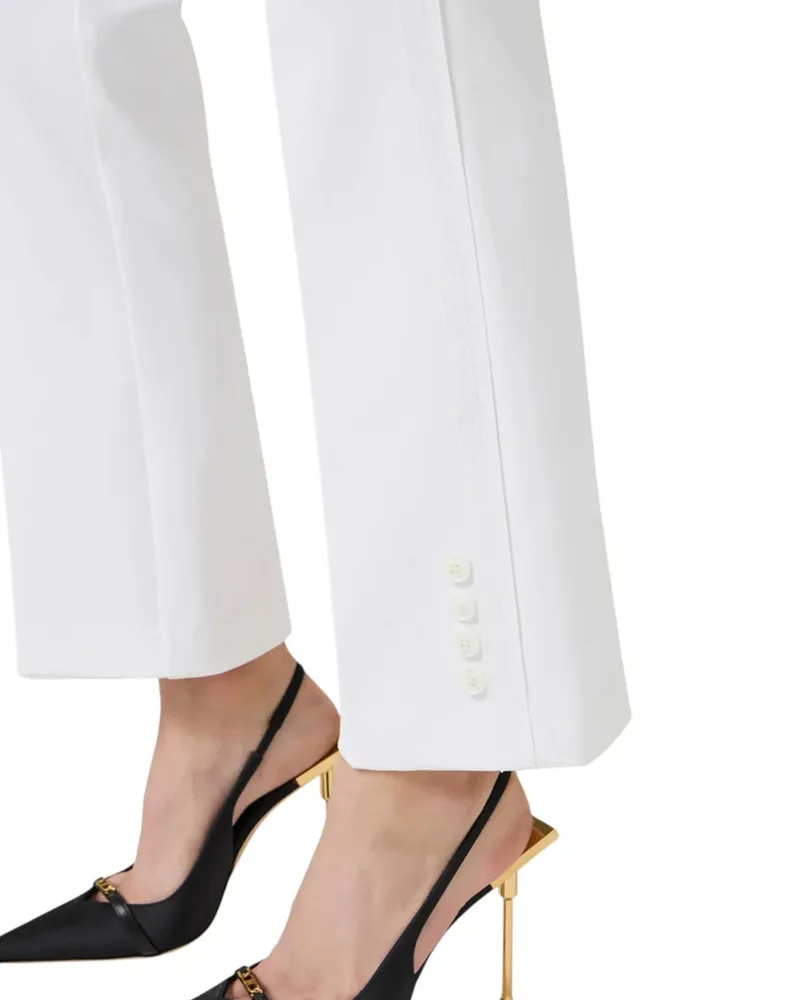 Elisabetta Franchi Women's Trousers Doppio Crepe Ivory Polyester White