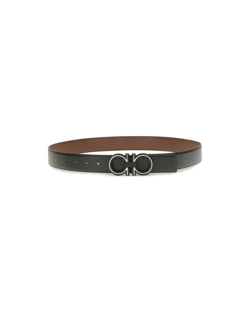 Ferragamo Men's Blue Calf Leather Bos Taurus Regular Belt Blue
